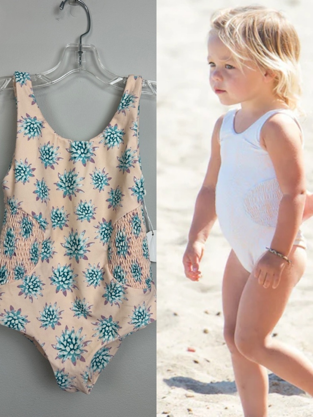NWT Keiki’s by Tori Praver Side Smocked Swimsuit in Wild Agave Ginger Sz XL